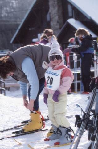 1989 Mom and girl on lodge deck on fun day - Frank Ball Photo 31