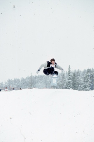 1989 Snowboarding Competition kid hitting jump - Frank Ball Photo