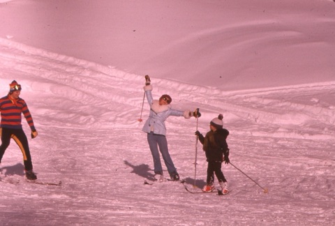 1970s People Skiing and Celebrating