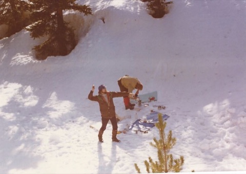 1970s unknown man throwing snowballs