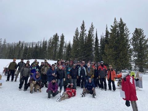 2024 Great Falls Ski Club group photo on mountain