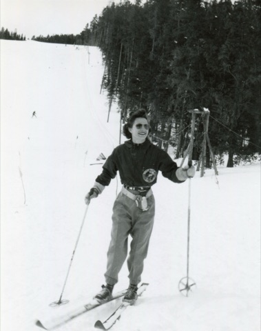1940s Jan Throckmorton — Bovey Slope — Vintage photo of woman on skis