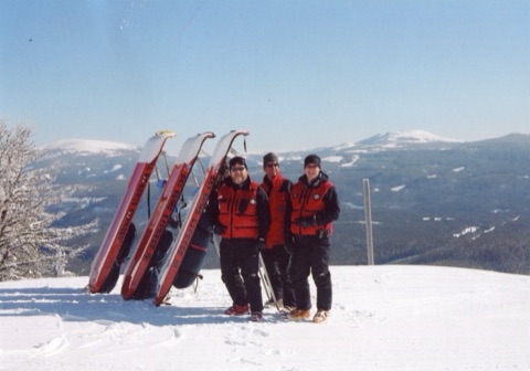 1990s Ski Patrollers — Top of the mountain — With Toboggans