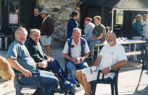 2000 Summer Party George Willet, Dick Mosher on lodge deck