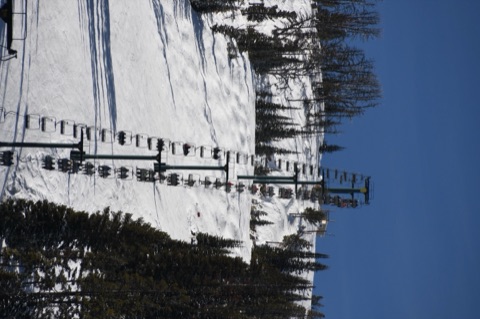 Triple chair looking up towars Upper Paydirt