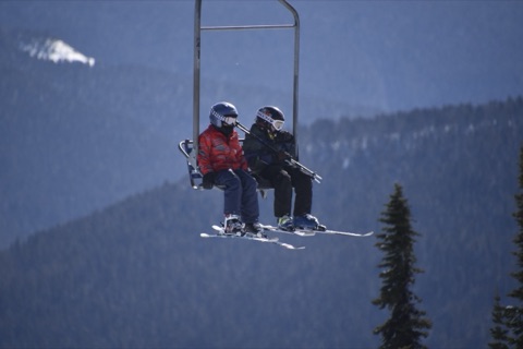 2020 Double Chair — Two skiers on the lift