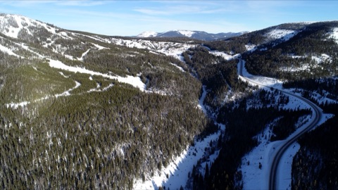 2020 Kings Hill Pass — Aerial view of Showdown and Highway 89