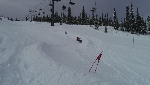 banked slalom snowboarder