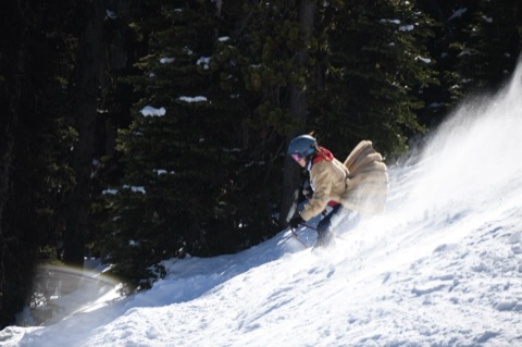 2021 Skier in a fur coat