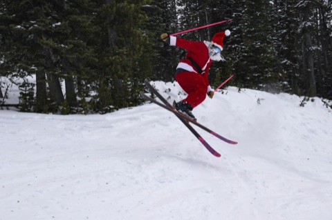 2020 Santa hits a jump on skis