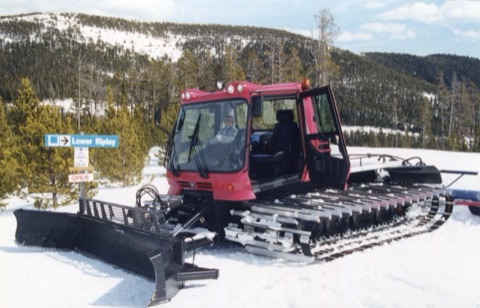 1999 Joe Pinski, Montana Decker — Lower Ripley — Montana sitting in the Snow Cat