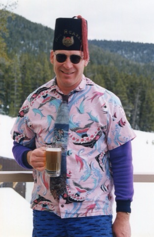 1999 Dave Elmquist — The Bar Deck — Tacky Attire Day drinking a beer