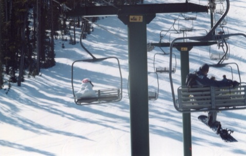 2004 Triple Chair — A snowman takes a ride