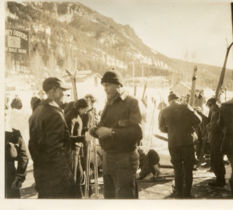 1938 Skiers in Neihart Waiting for the train