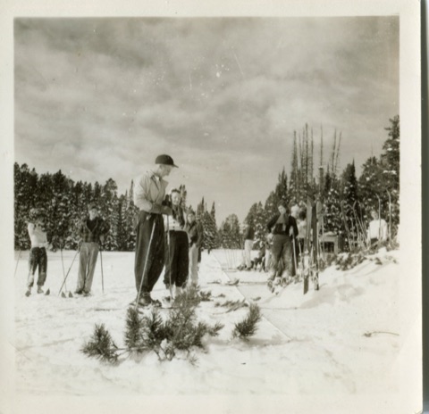 1940s Jack Throckmorton with other skiers