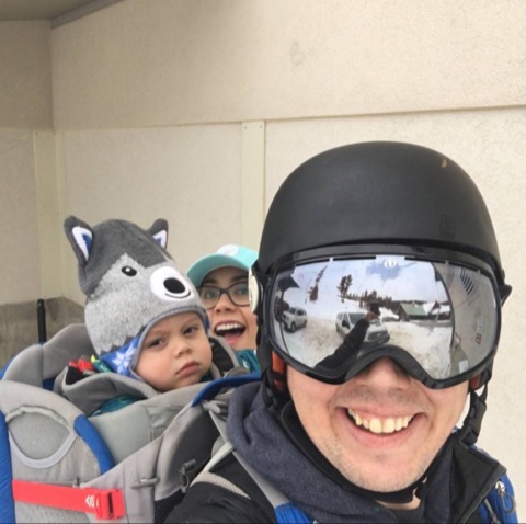 2017 Evan Haugan, Elan Haugan and Laura Tirado near lodge