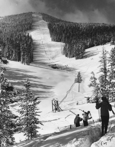 1950s-60s Ray Ozmon print of the Poma lift line