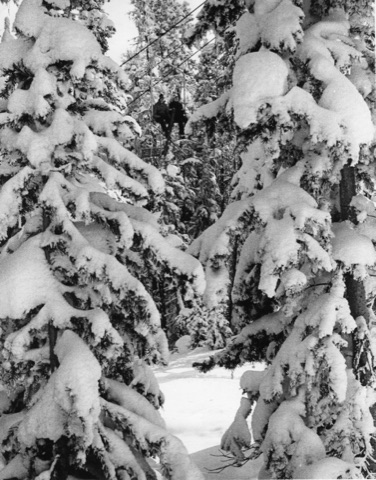 1970s Two riders on the double chair