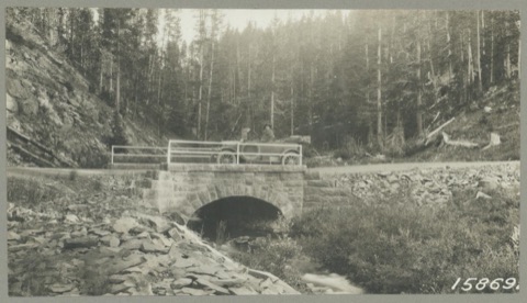 1921 Neihart Road with a car on the Horseshoe Bend bridge